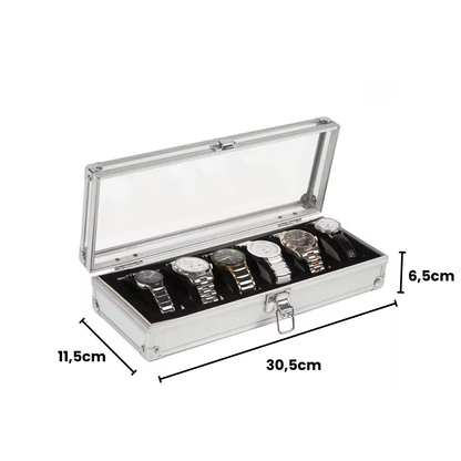 Boîte à montre aluminium 6 montres taille