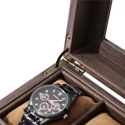 Boîte à montre marron détail