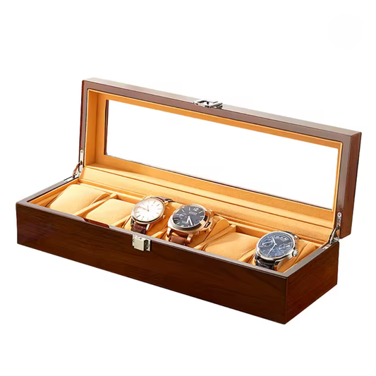 Boîte à montre marron orange