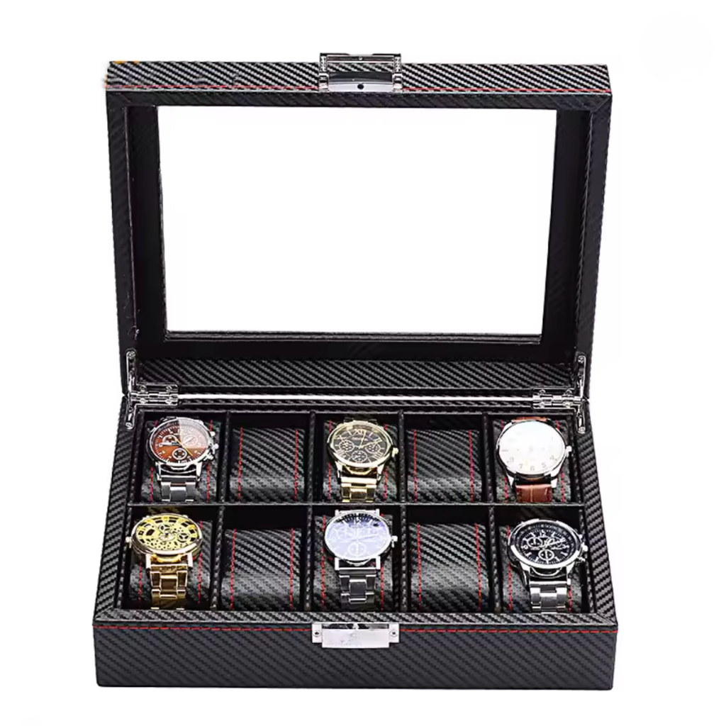 Boîte montre dix montres carbone