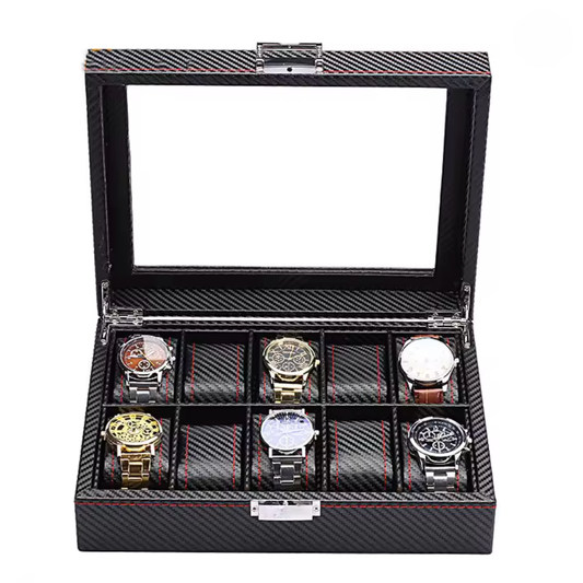 Boîte montre dix montres carbone