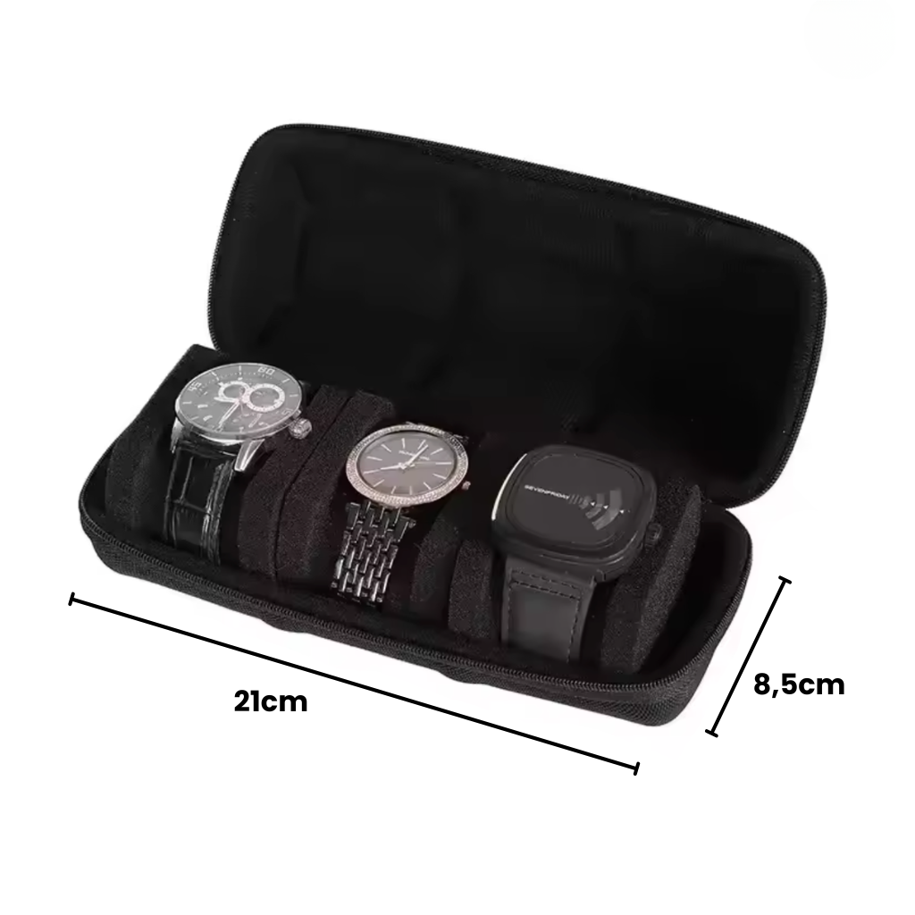 étui montre noir trois montres taille