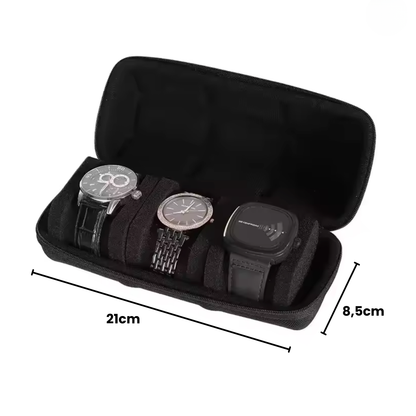 étui montre noir trois montres taille