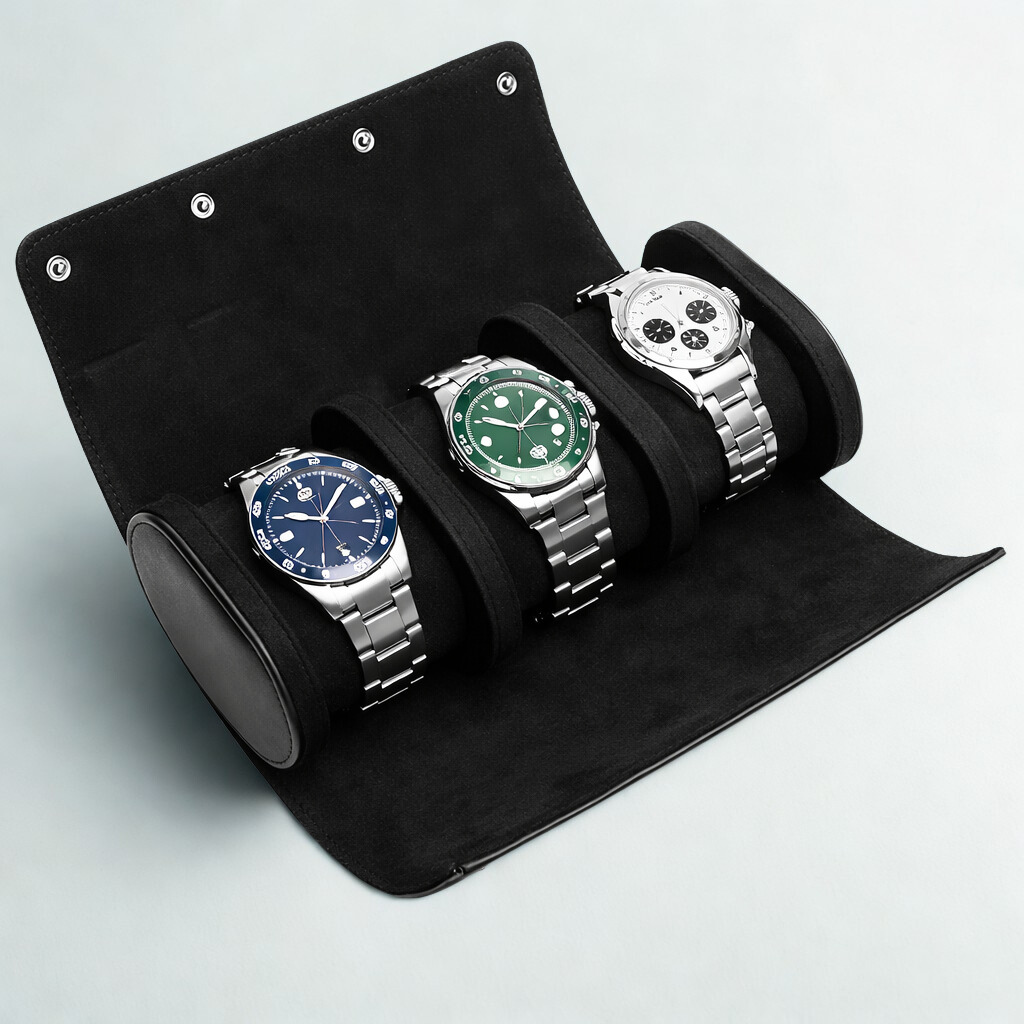 étui pour montre noir 3 montres