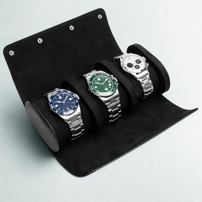 étui pour montre noir 3 montres