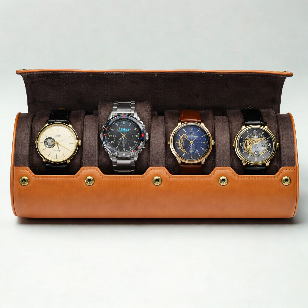 étui pour montre marron 4 montres